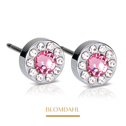 Kolczyki hipoalergiczne Brilliance Halo Crystal/ Light Rose 6 mm