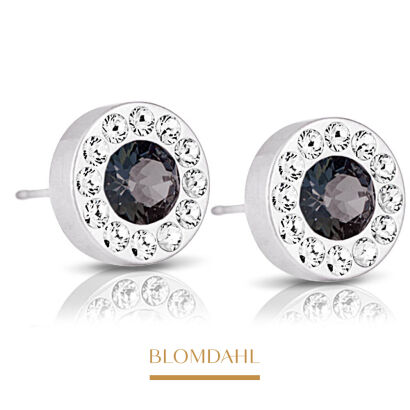 Kolczyki hipoalergiczne Brilliance Halo Crystal / Black Diamond 8 mm