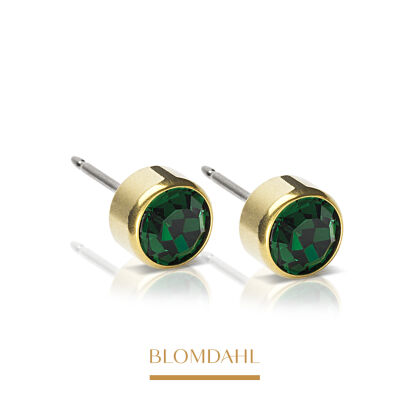 Kolczyki hipoalergiczne Bezel Emerald 3 mm