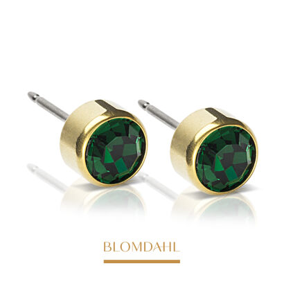 Kolczyki hipoalergiczne Bezel Emerald 5 mm