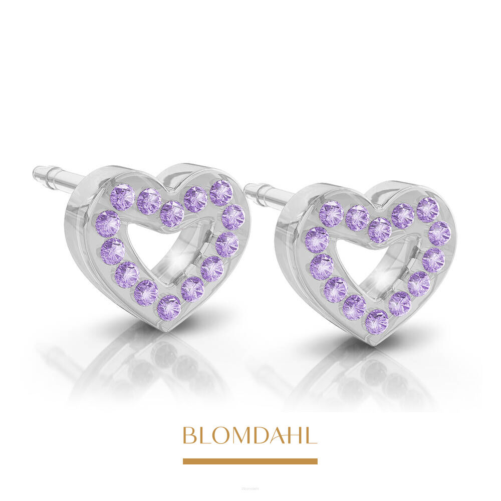 Колечки гіпоалергенні Brilliance Heart Hollow Violet 10 мм