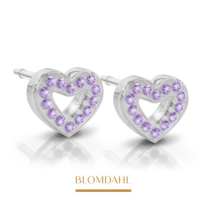 Kolczyki hipoalergiczne Brilliance Heart Hollow Violet 10 mm