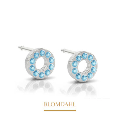 Kolczyki hipoalergiczne Brilliance Puck Hollow Aquamarine 8 mm