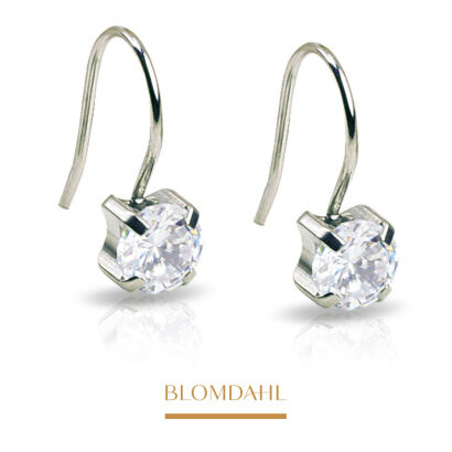 Hypoallergenic Earrings Pendant Tiffany CZ White 7 mm
