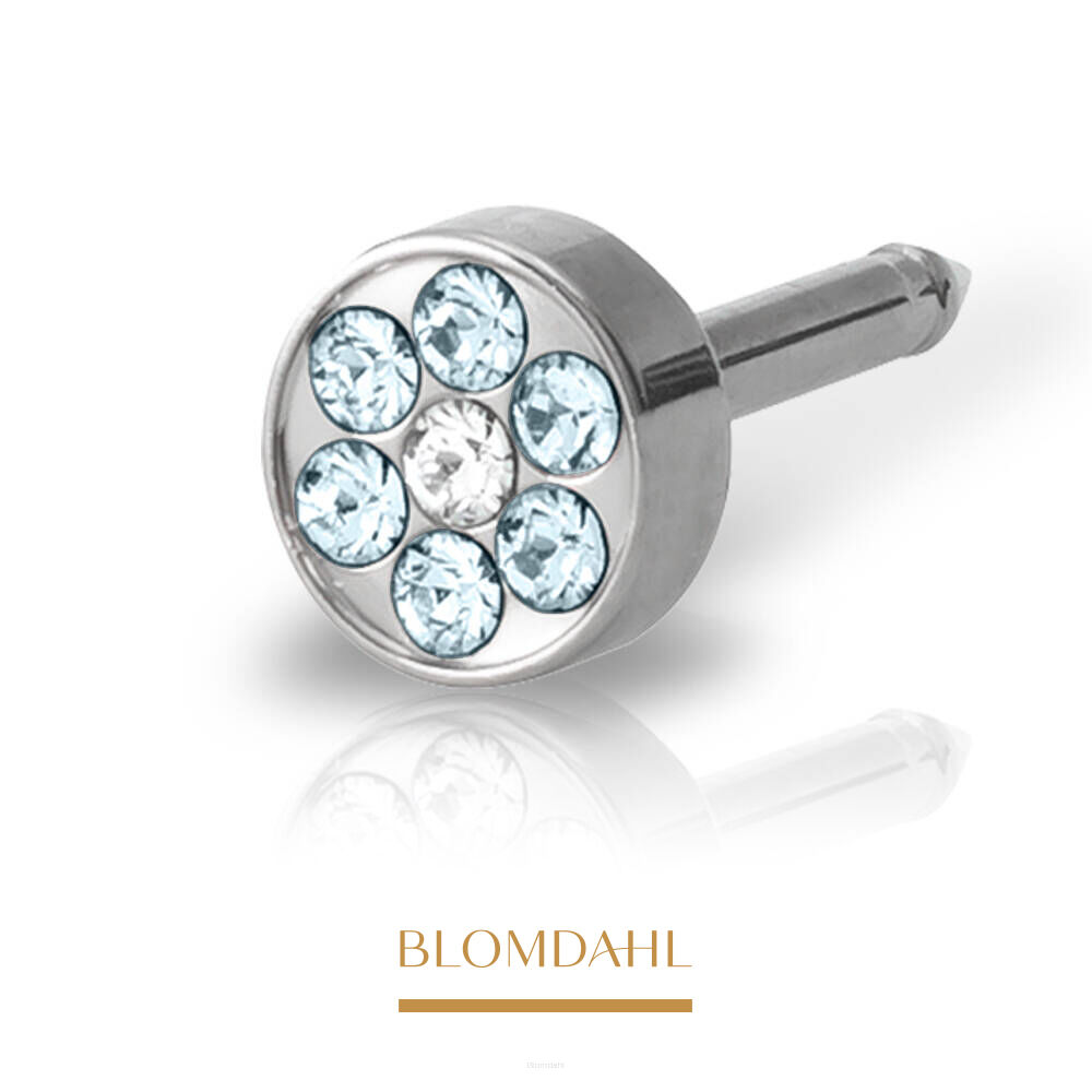 Kolczyk przekłuciowy Brilliance Plenary Aquamarine/ Crystal 5 mm
