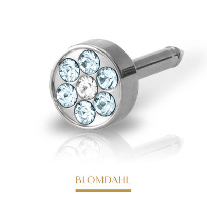 Kolczyk przekłuciowy Brilliance Plenary Aquamarine/ Crystal 5 mm