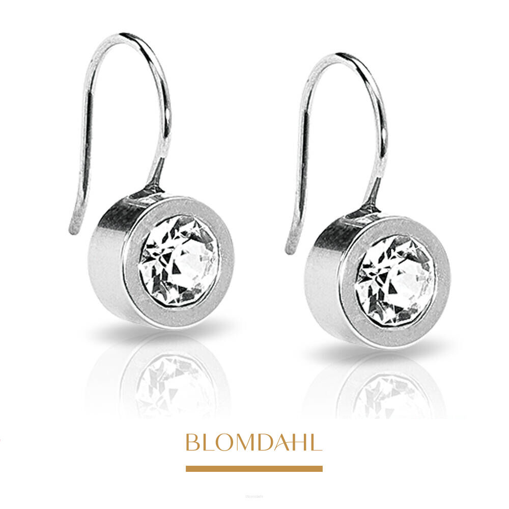 Hypoallergenic Earrings Pendant Grand Bezel Crystal 8 mm