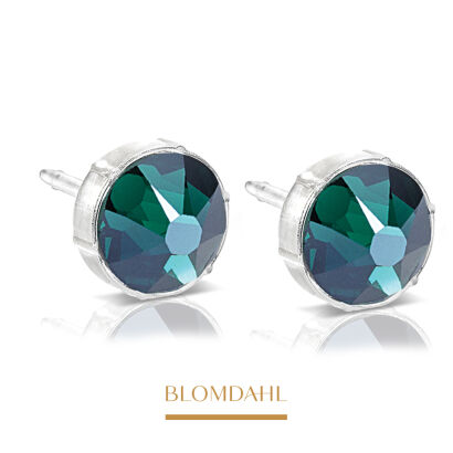 Kolczyki hipoalergiczne Bezel Emerald 6 mm