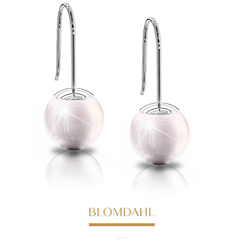 Hypoallergenic Mini Pendant Pearl Earrings Light Rose 6 mm