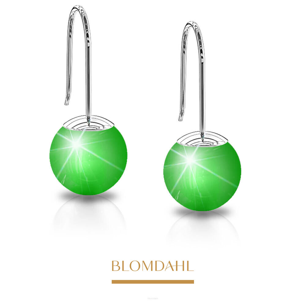 Hypoallergenic Mini Pendant Pearl Electric Green Earrings 6 mm