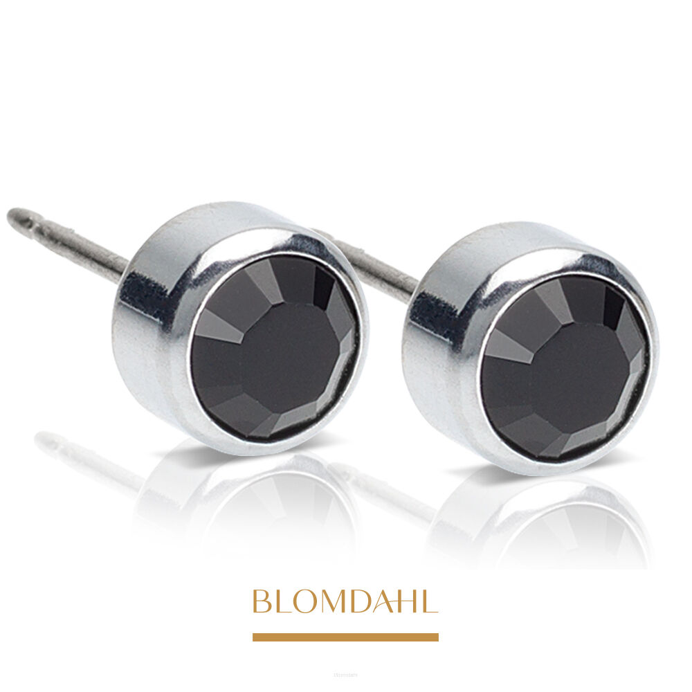 Hypoallergenic Bezel Black 6 mm Earrings