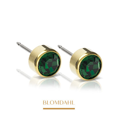 Hypoallergenic Bezel Emerald 4 mm Earrings