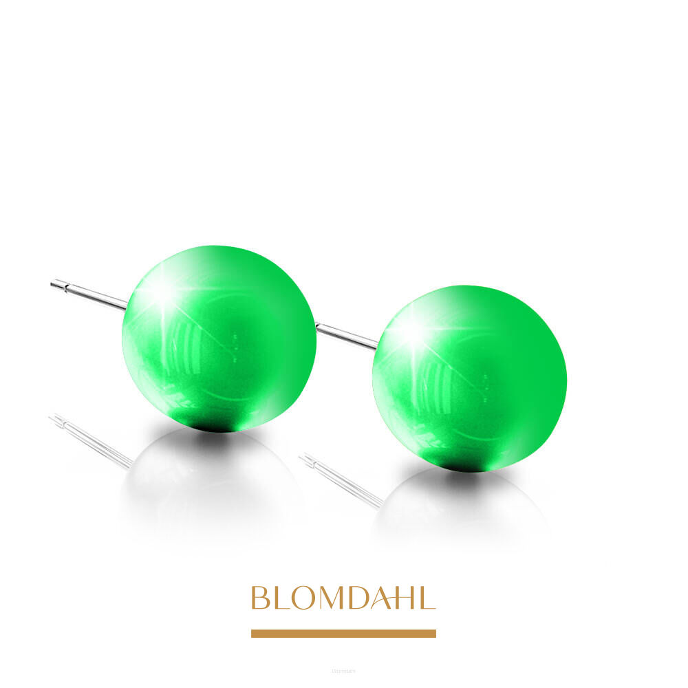 Hypoallergenic Pearl Electric Green 6mm Earrings