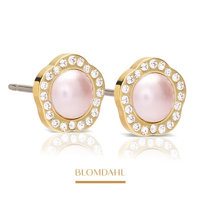 Kolczyki hipoalergiczne Brilliance Fancy Pearl Crystal / Light Rose 8 mm
