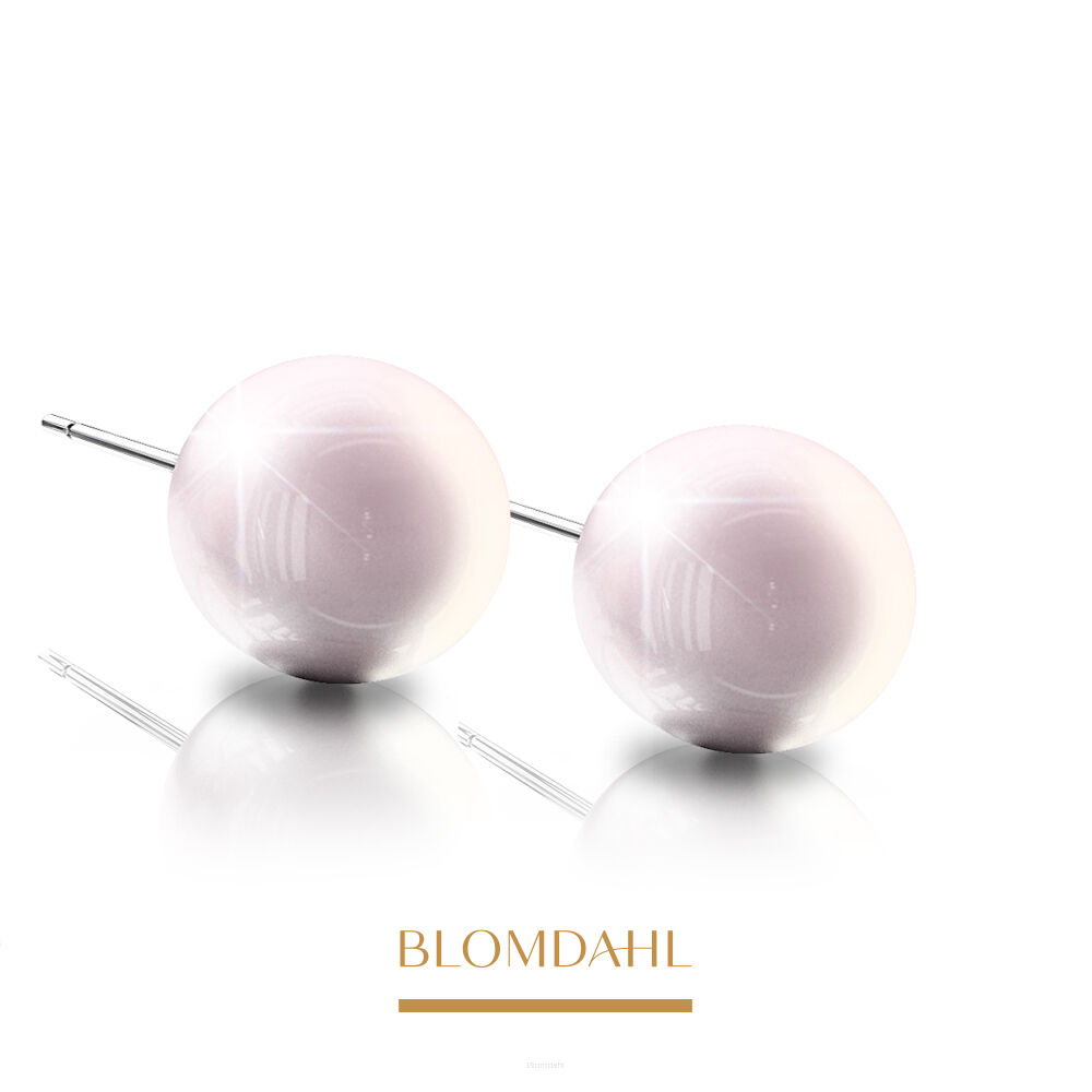 Hypoallergenic Pearl Light Rose 8 mm Earrings