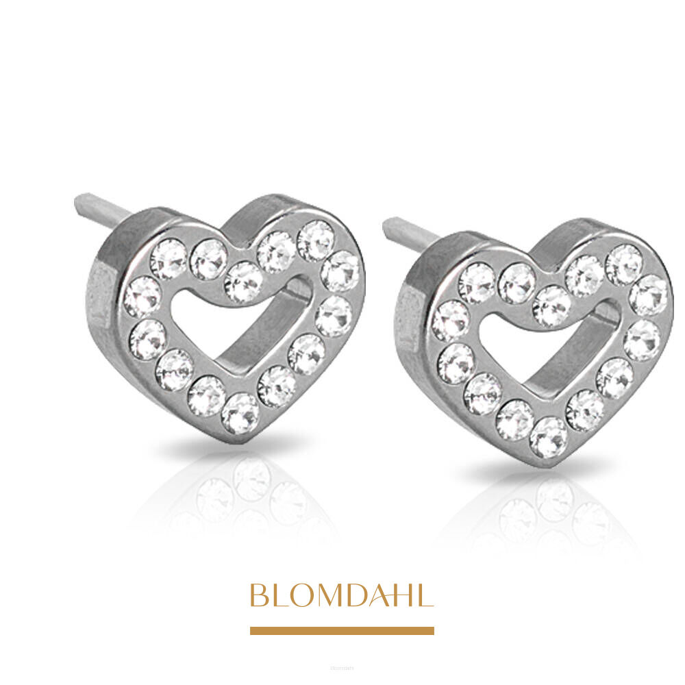 Hypoallergenic Brilliance Heart Hollow Crystal 8 mm Earrings
