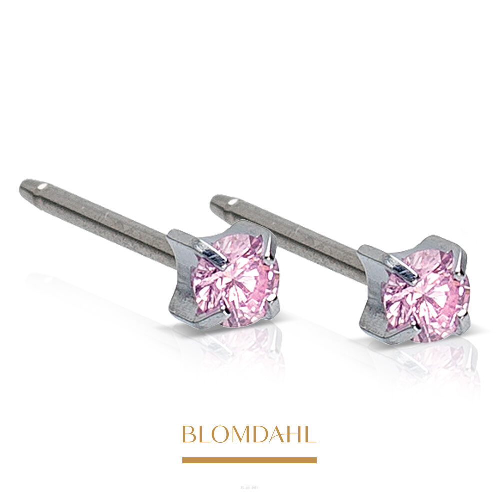 Hypoallergenic Tiffany Cz Light Rose 3 mm Earrings