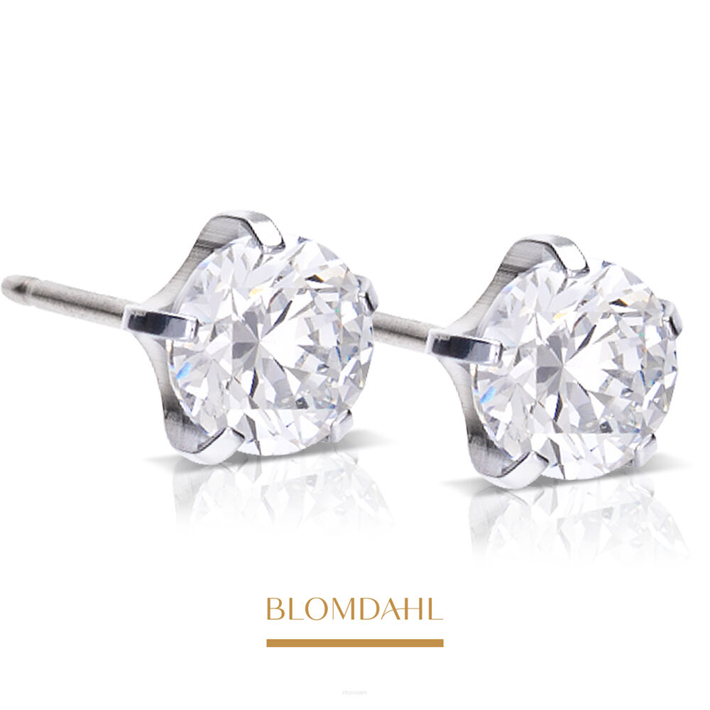 Kolczyki hipoalergiczne Tiffany Precious CZ White 6 mm