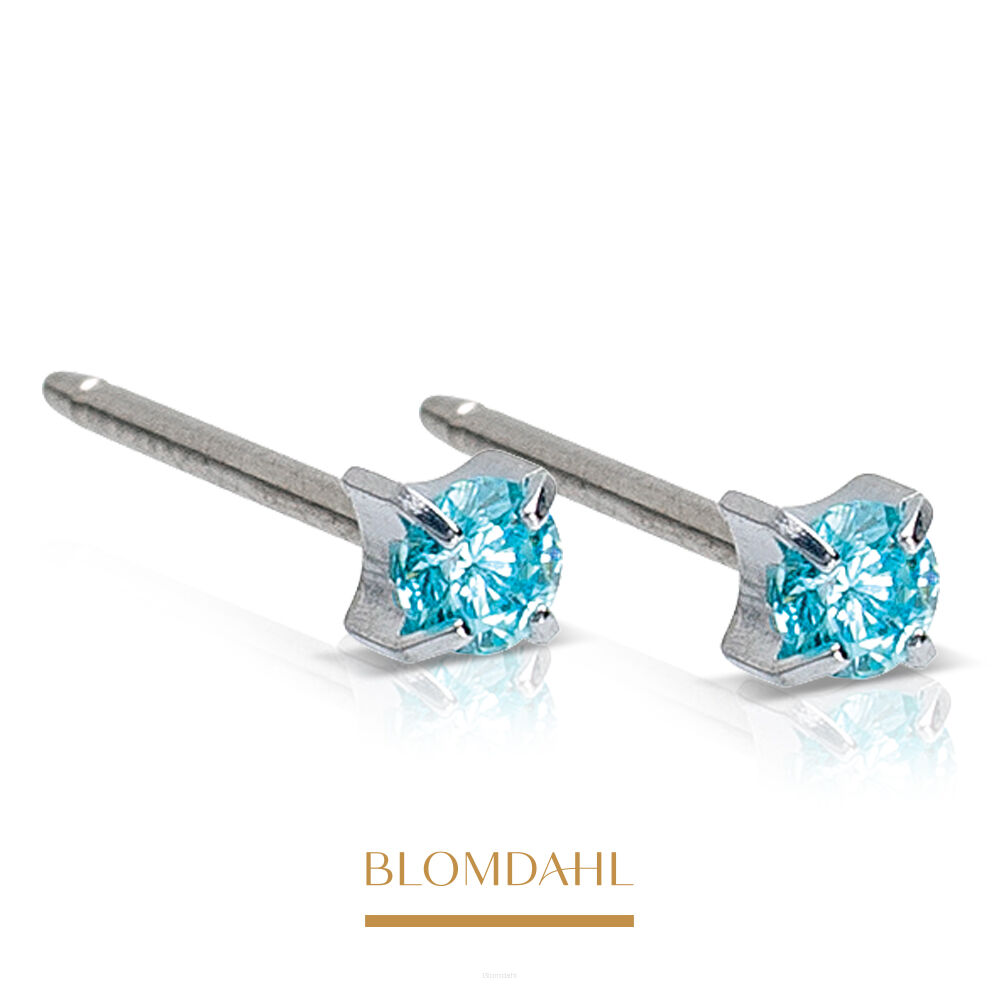 Hypoallergenic Tiffany Cz Aquamarine 3mm Earrings