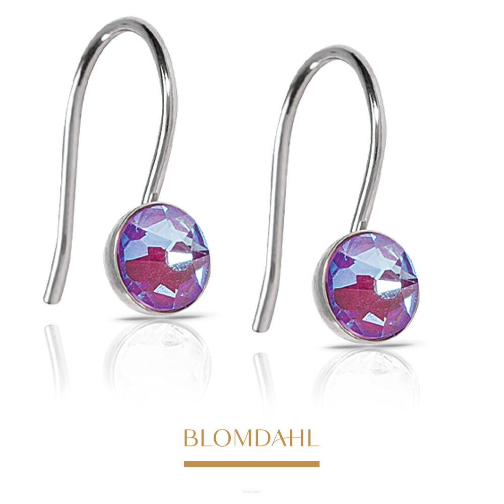 Kolczyki hipoalergiczne Pendant Bezel Shiny Violet 5 mm