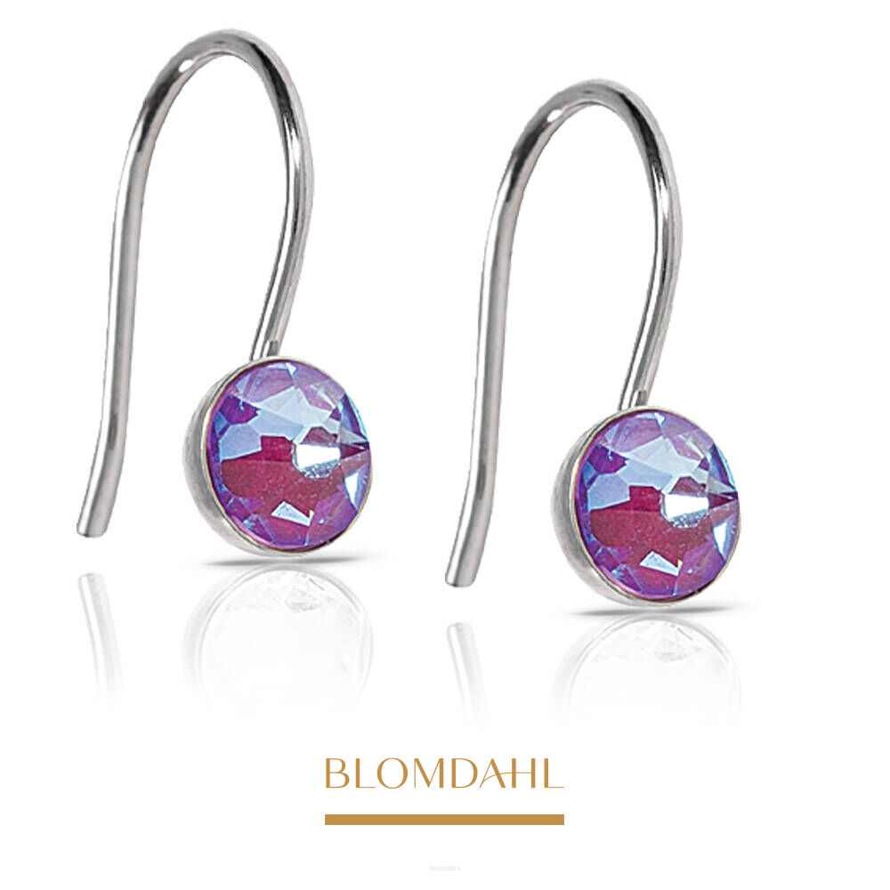 Hypoallergenic Earrings Pendant Bezel Shiny Violet 5 mm