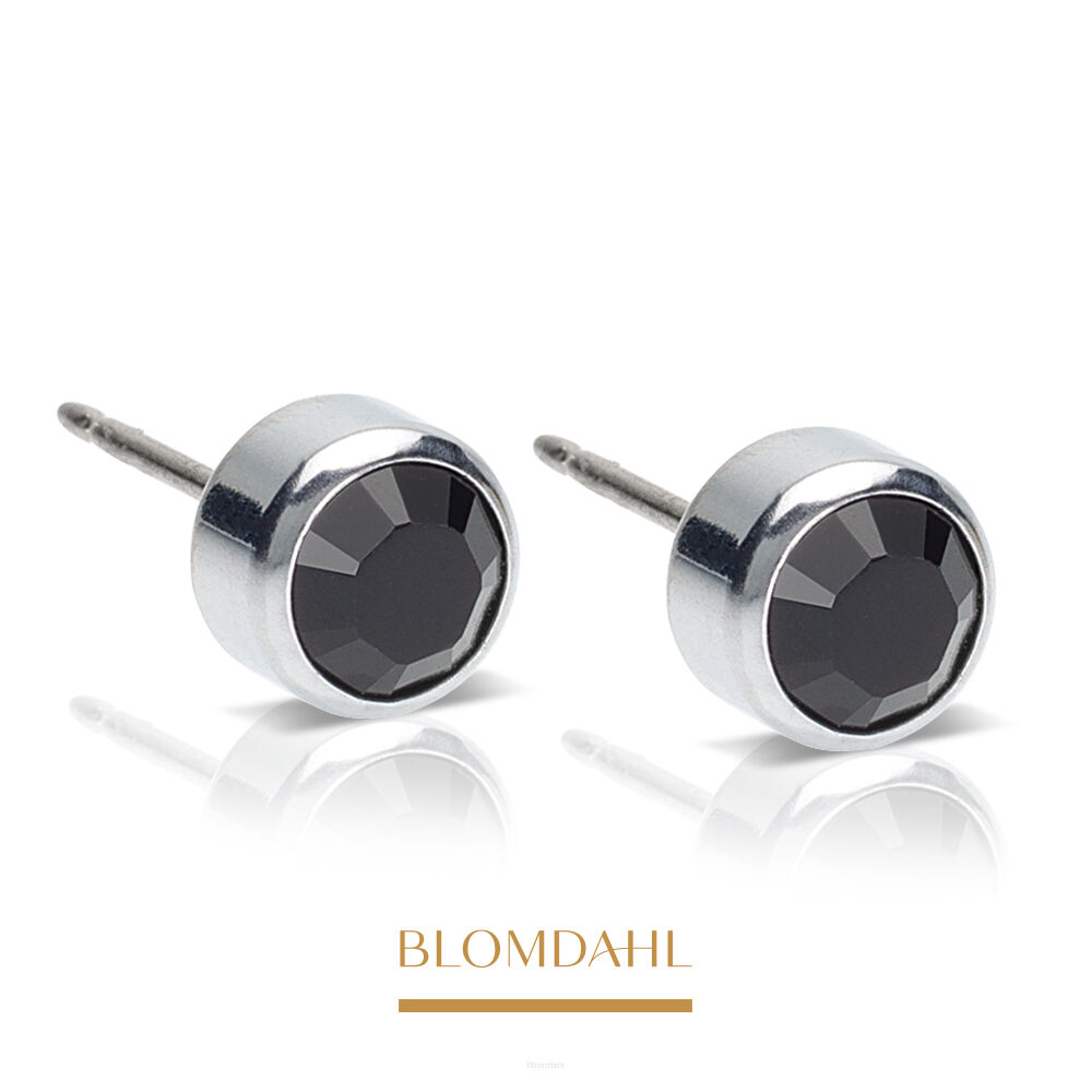 Hypoallergenic Bezel Black 4 mm Earrings