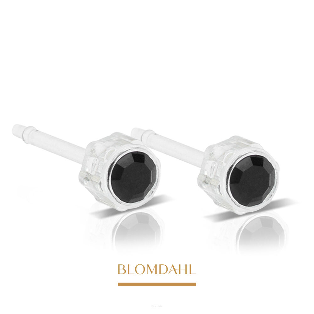 Hypoallergenic Jet 4mm Earrings