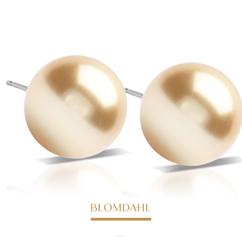 Kolczyki hipoalergiczne Pearl Golden 12 mm