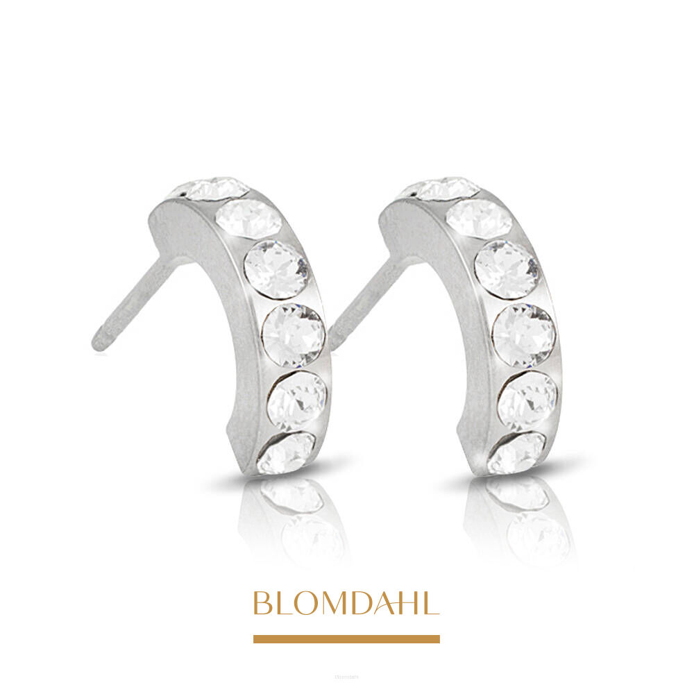 Hypoallergenic Earrings Pendant Brilliance Curved Crystal 10 mm