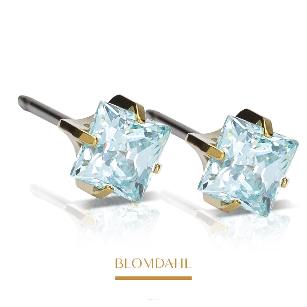 Kolczyki hipoalergiczne Tiffany Edge Aquamarine 5 mm