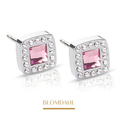 Hypoallergenic Brilliance Cushion Crystal/Light Rose 8 mm Earrings