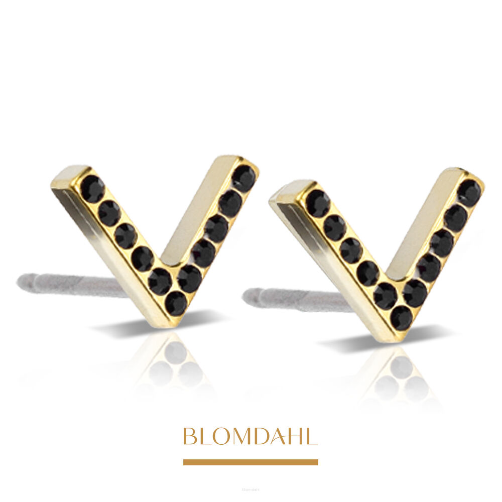 Hypoallergenic Earrings Brilliance V Black 8 mm