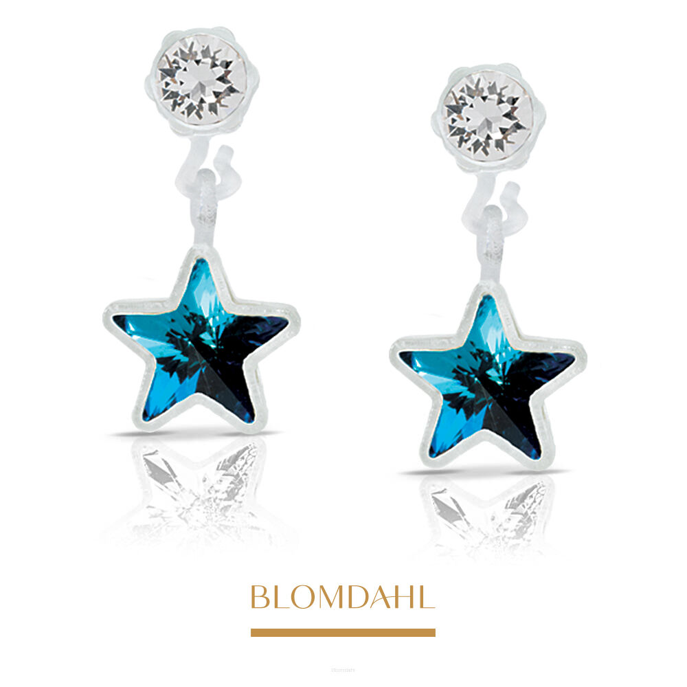 Hypoallergenic Star Crystal Aquamarine Earrings 4/6 mm