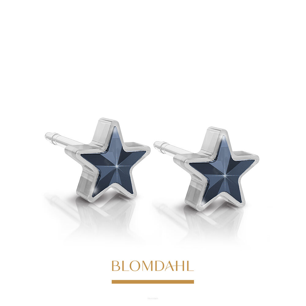 Hypoallergenic Star Jet 6 mm Earrings