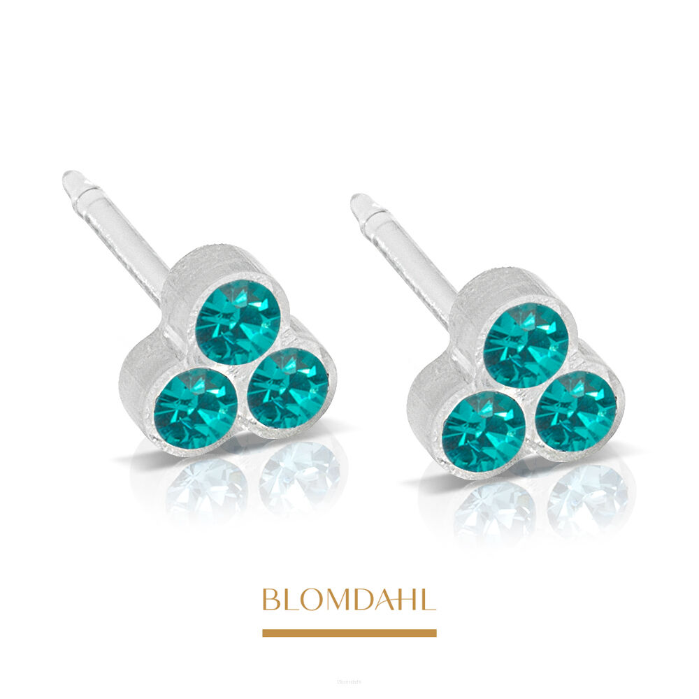 Hypoallergenic Clover Blue Zircon 6 mm Earrings
