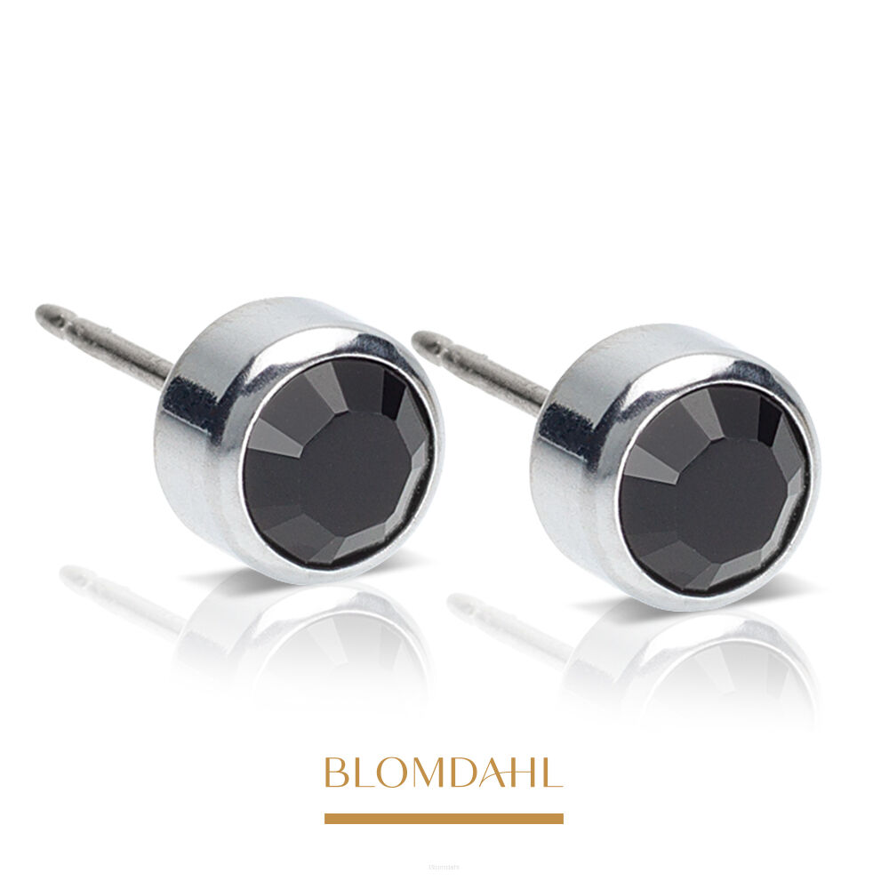 Hypoallergenic Bezel Black 5 mm Earrings
