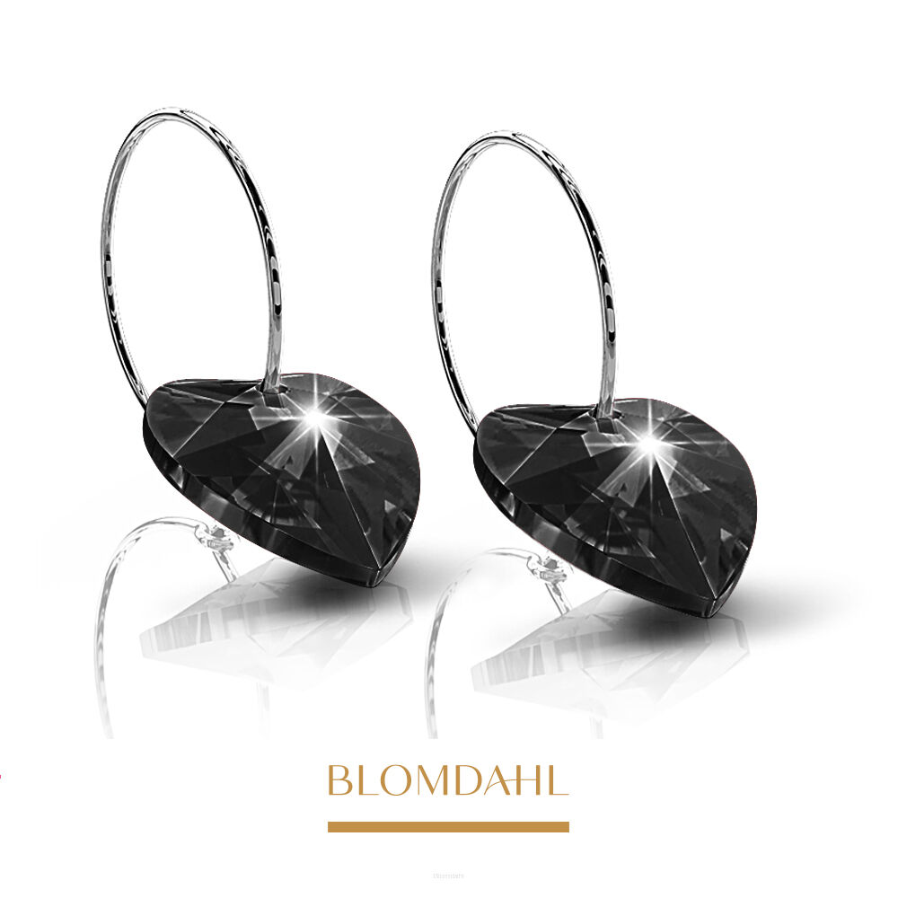 Hypoallergenic Heart Black Diamond Earrings 10 mm