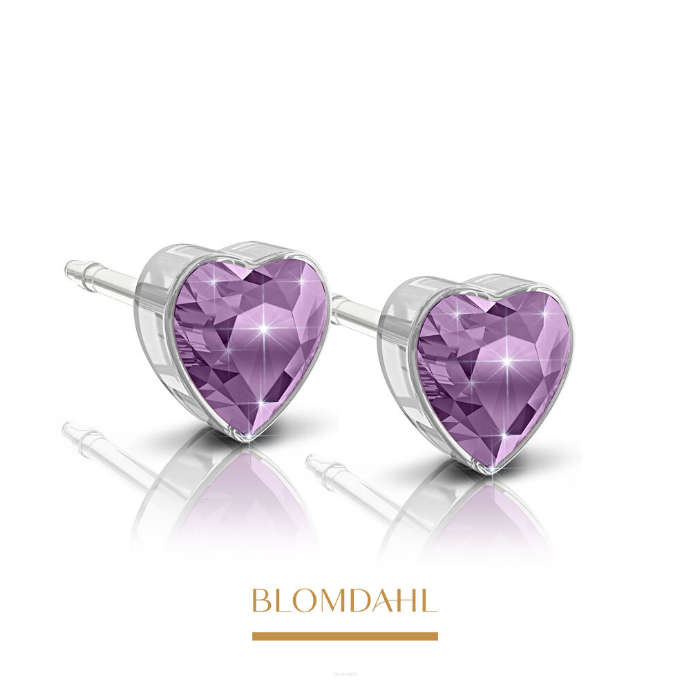 Колечки гіпоалергенні Heart Light Amethyst 6 мм