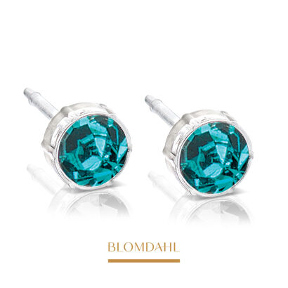 Kolczyki hipoalergiczne Blue Zircon 4 mm