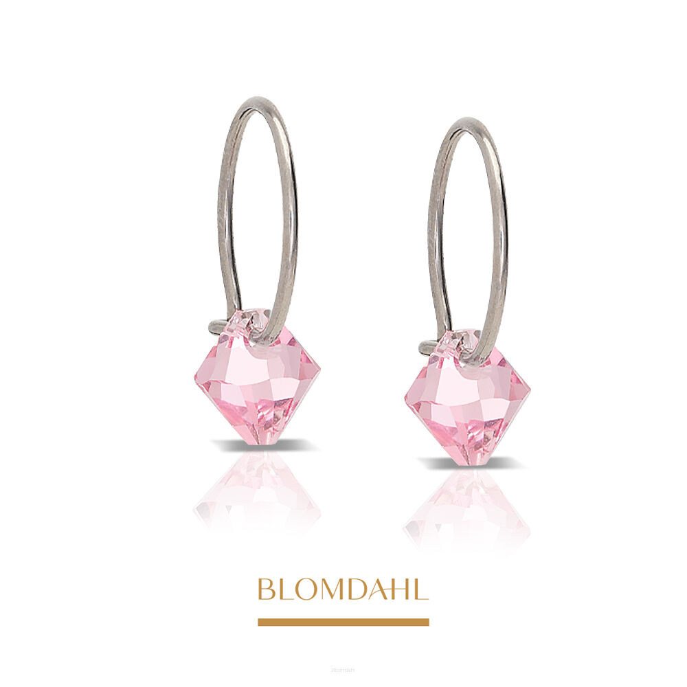 Kolczyki hipoalergiczne Bicone Light Rose 6 mm Ring 12