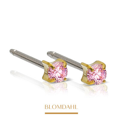 Hypoallergenic Tiffany Cz Light Rose 3 mm Earrings