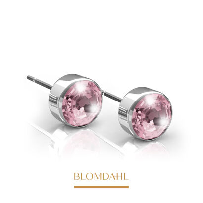 Kolczyki hipoalergiczne Bezel Light Rose 5 mm