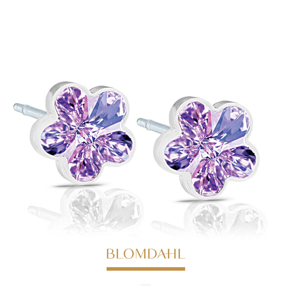 Hypoallergenic Flower Violet Earrings 6 mm