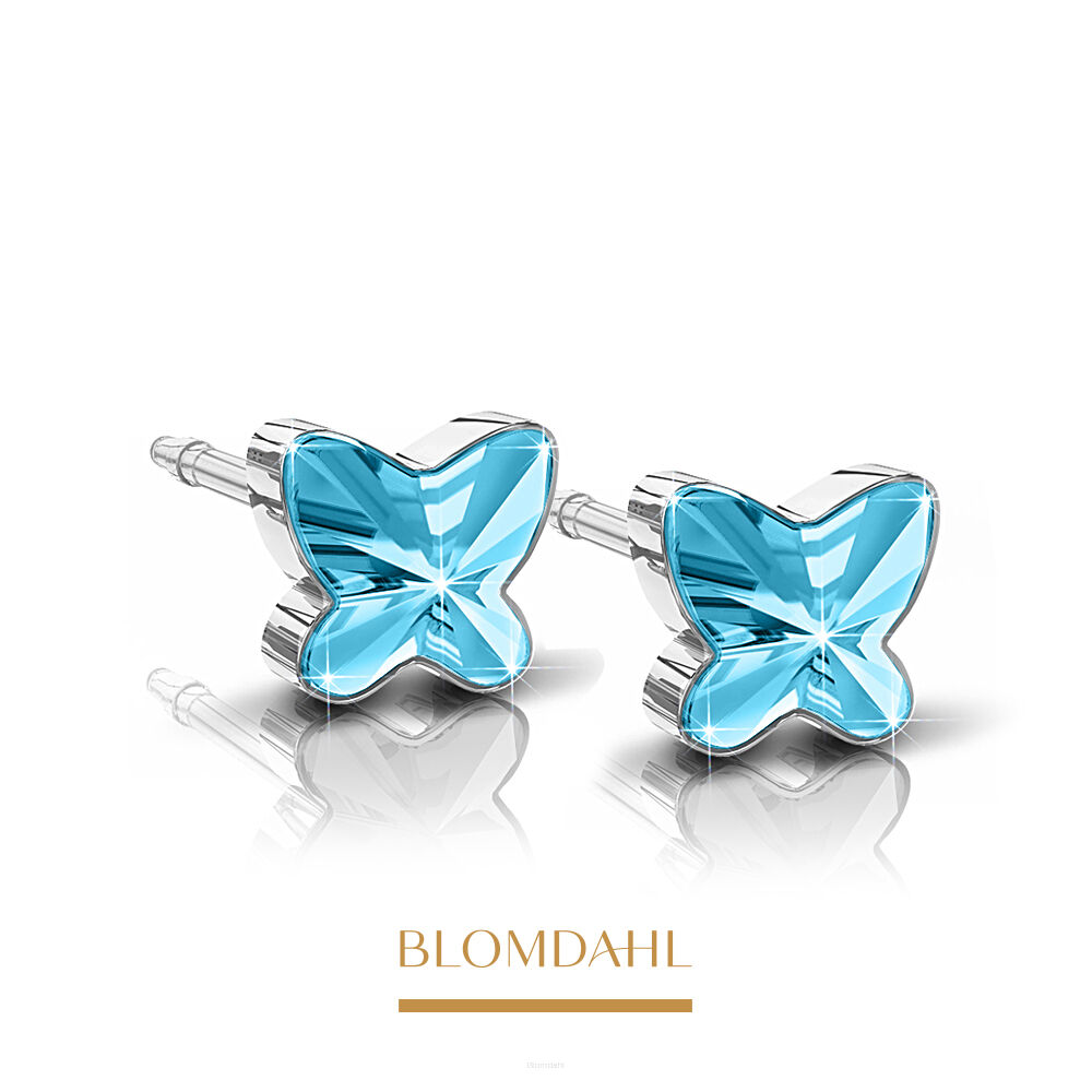 Kolczyki hipoalergiczne Butterfly Aquamarine 5 mm