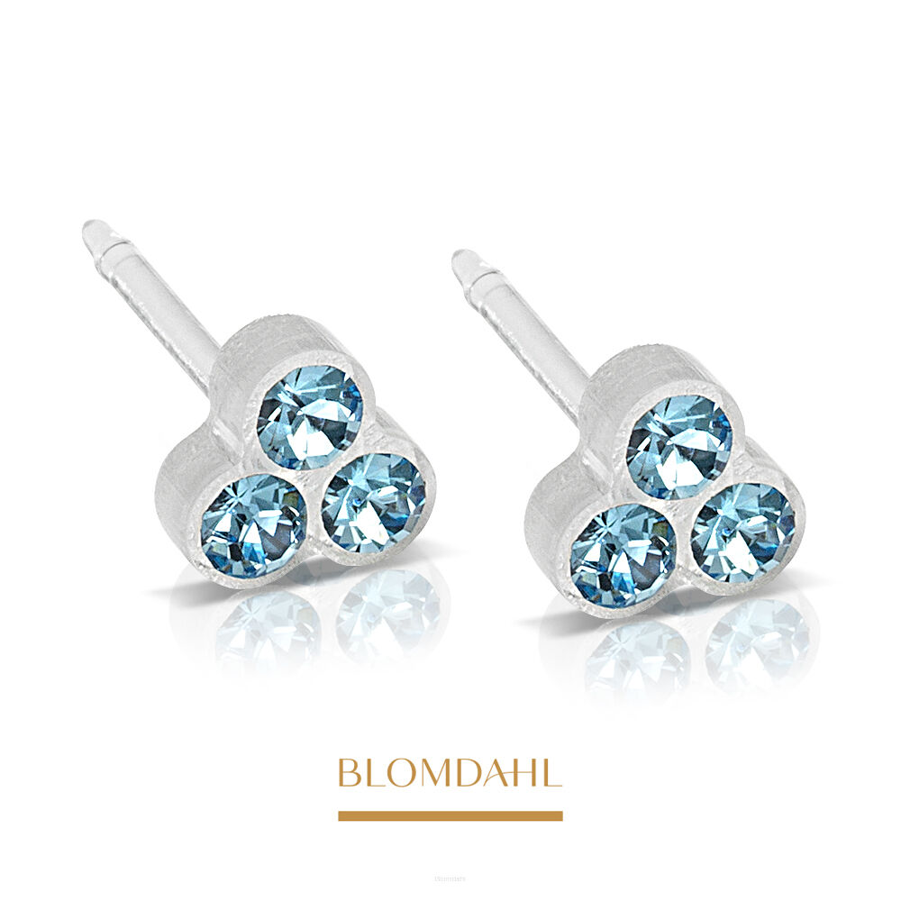 Hypoallergenic Clover Aquamarine 6 mm Earrings