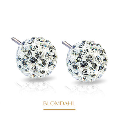 Hypoallergenic White Crystal Ball Earrings 6 mm