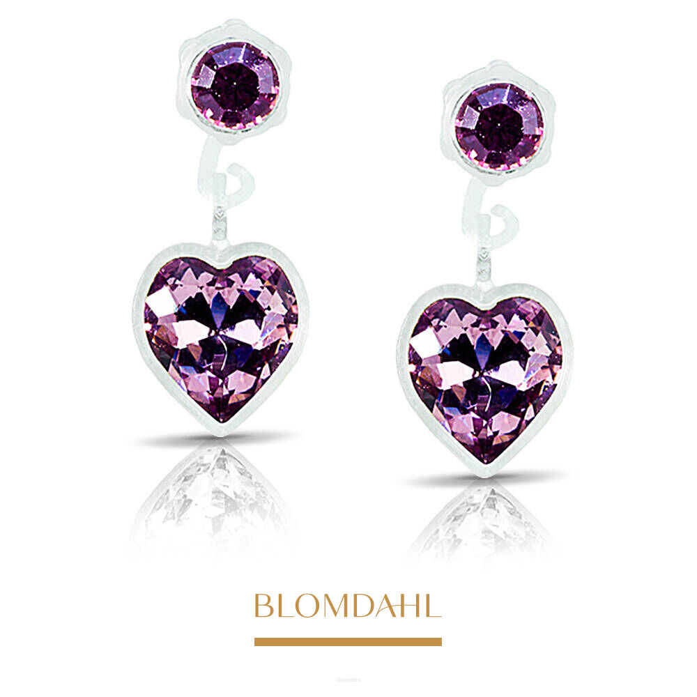 Непромокальні сережки Heart Light Amethyst 4/6 мм