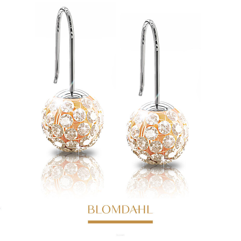 Hypoallergenic Mini Pendant Crystal Ball Golden Rose Earrings 6 mm