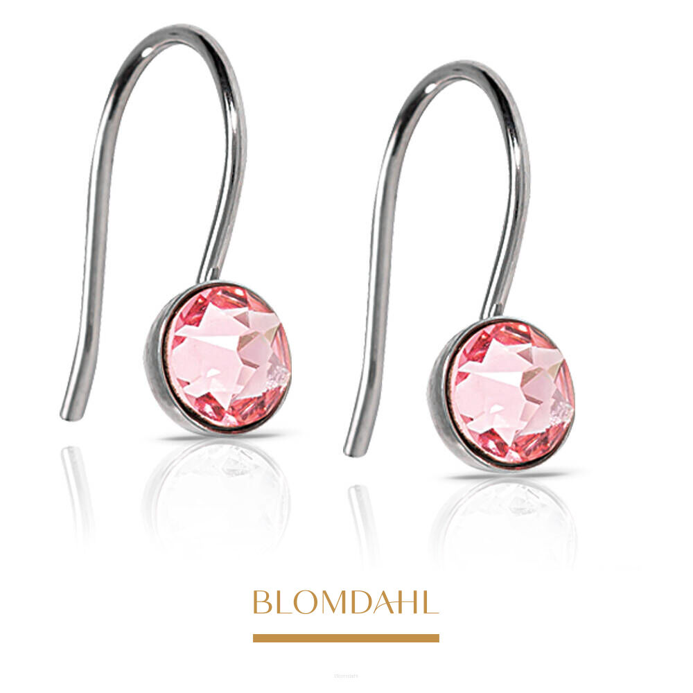 Hypoallergenic Earrings Pendant Bezel Light Rose 5 mm