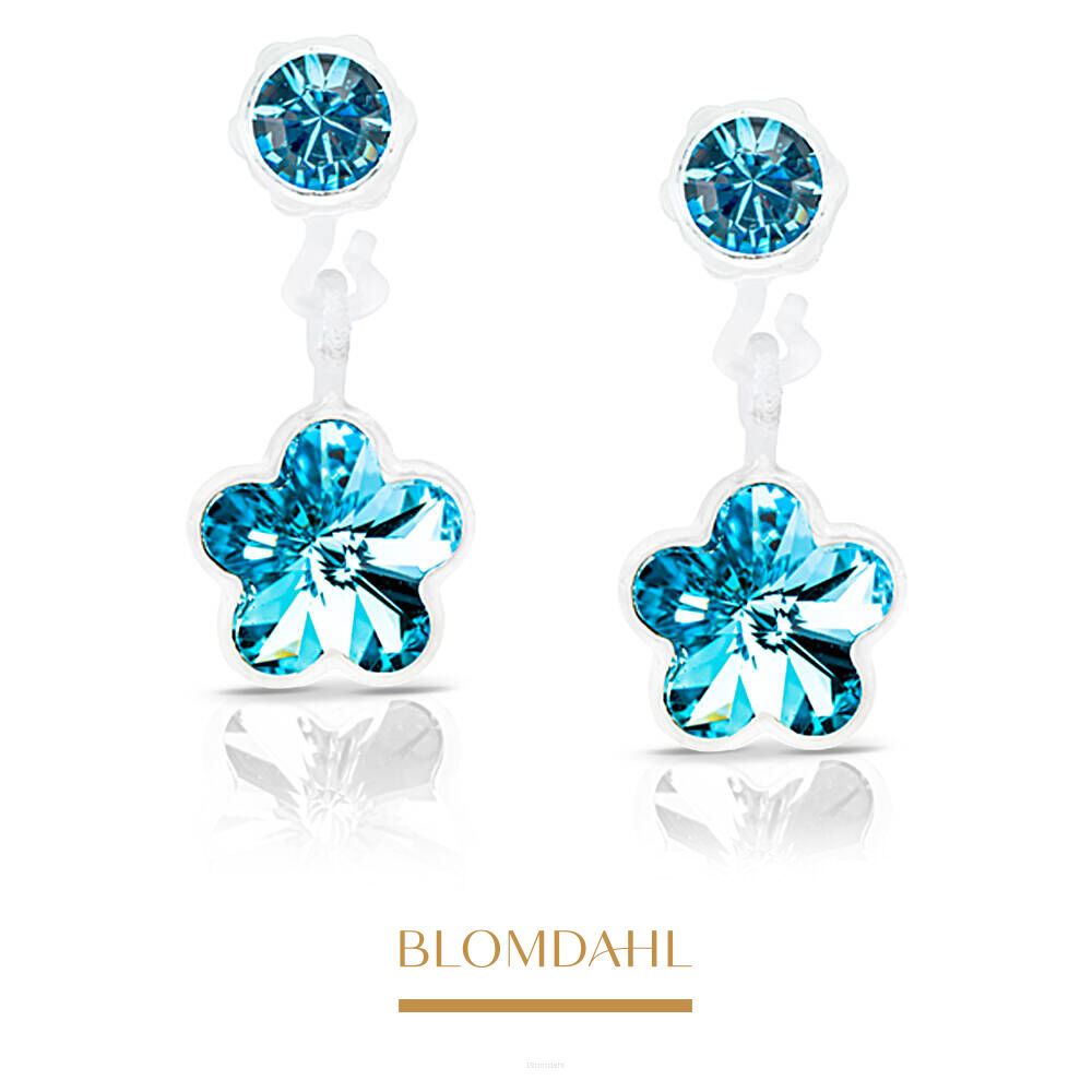Hypoallergenic Flower Aquamarine Earrings 4/6 mm